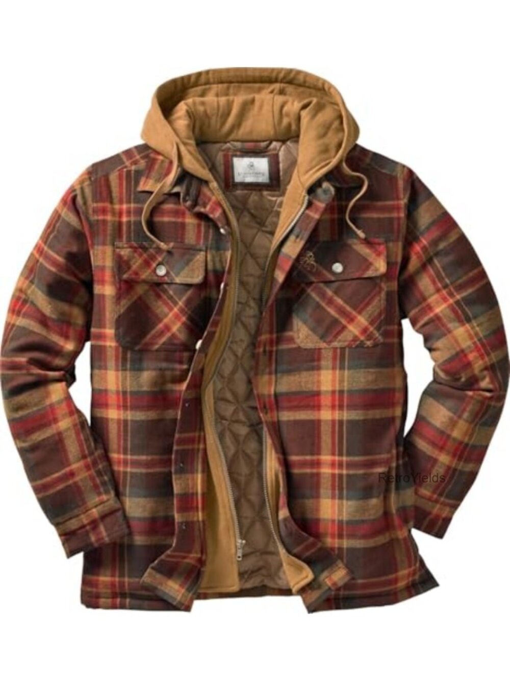 Men's Hooded Flannel Shirt Jacket Insulated Shacket 100% Cotton